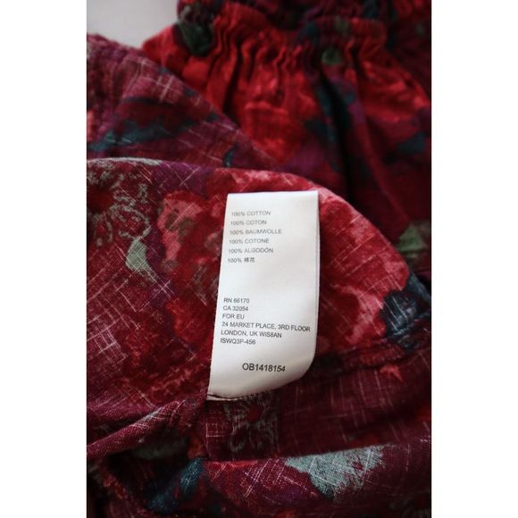 Free People OB1418154 Women's Sz Large Wine Floral Print I Found You Top - Picture 7 of 11